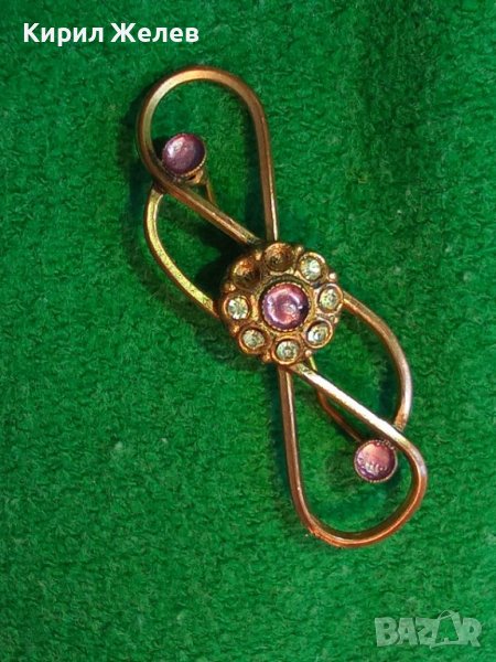 СТАРИННА МЕДНА с ПОЗЛАТА АРТ НУВО РЕТРО БРОШКА МАЙСТОРСКА РЪЧНА ИЗРАБОТКА 38444, снимка 1