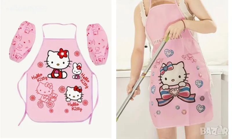 Hello Kitty Престилка с ръкави , сладък дизайн за кухня и рисуване, снимка 1