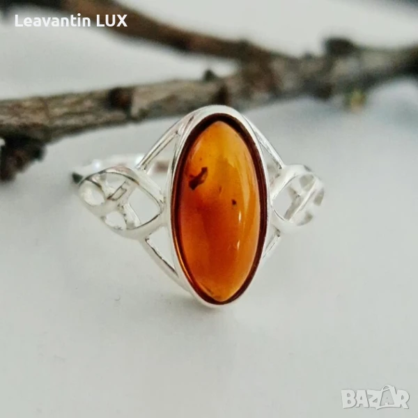 Сребърен пръстен с Балтийски Кехлибар , снимка 1
