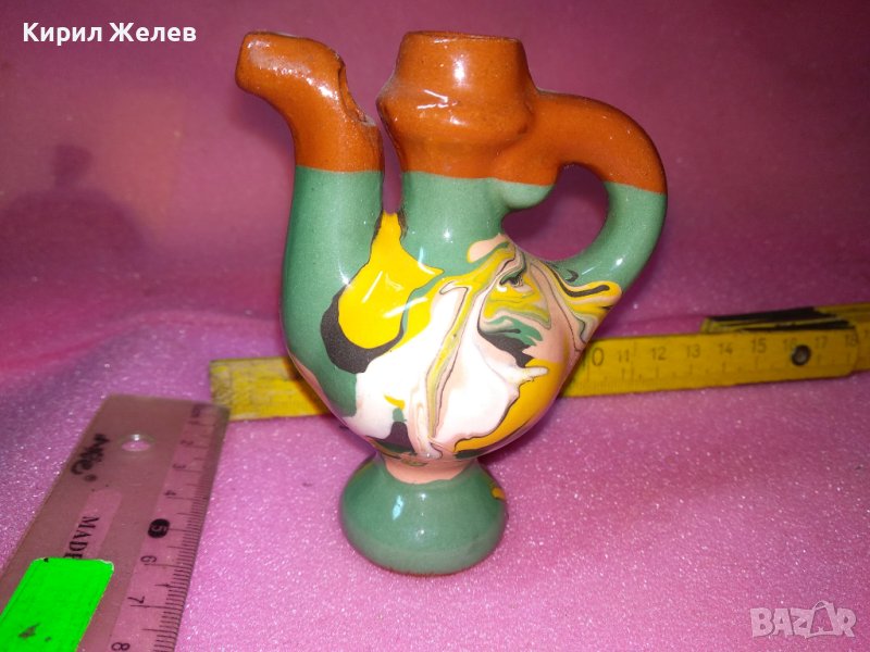 КЕРАМИЧНО БЪРДУЧЕ СВИРКА РЪЧНА МАЙСТОРСКА ИЗРАБОТКА ТРАДИЦИОНЕН ЕТНО СУВЕНИР ГЛЕДЖОСАНА ГЛИНА 42941, снимка 1