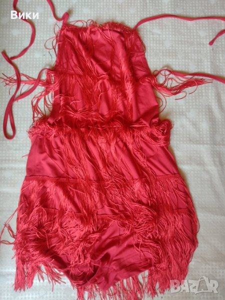 Червен гащеризон с ресни , снимка 1