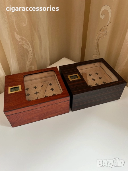 Луксозен хумидор от кедрово дърво с хигрометър – нов, 55 пури, снимка 1