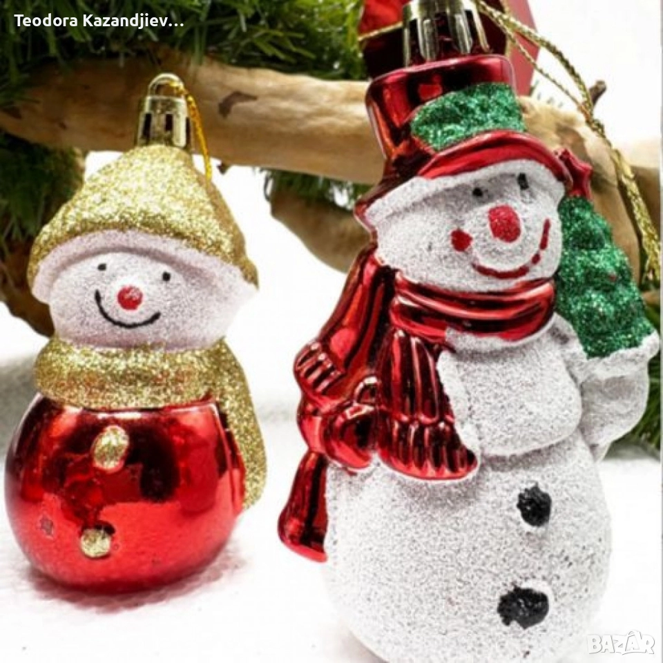 Коледен комплект украса 8 броя – Червени и бели висулки Premium Collection, снимка 1