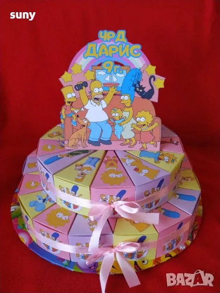 Картонена торта Семейство Симпсън, снимка 1
