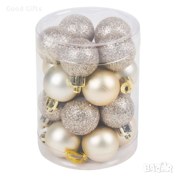 20 броя Комплект коледни топки, Шампанско, 3см, снимка 1