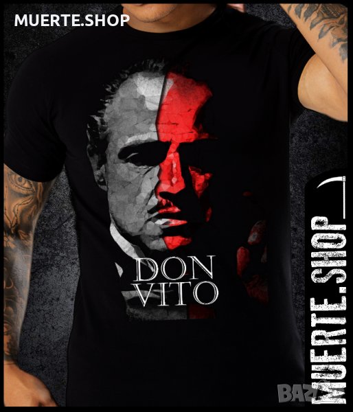 Черна тениска с щампа THE DOGFATHER DON VITO, снимка 1