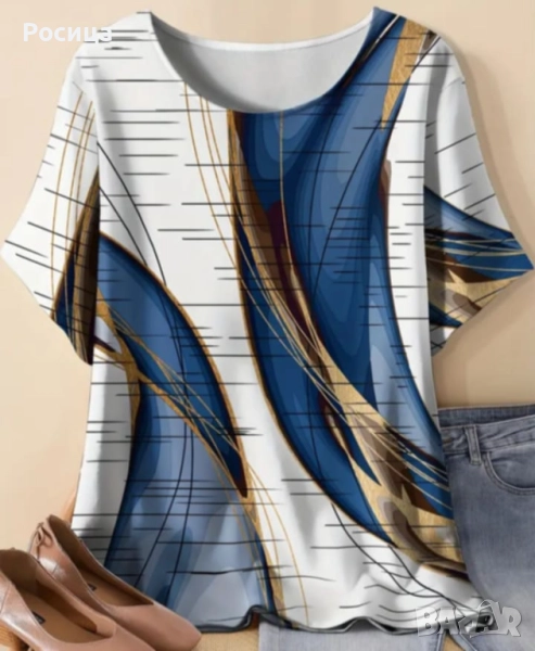 Дамска блуза с къс ръкав размер 2ХЛ нова , снимка 1