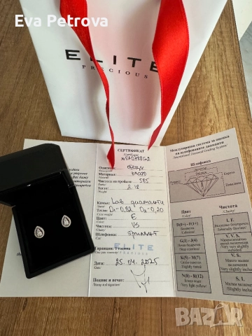 Диамантени обеци от Elite бижутерска къща, снимка 8 - Обеци - 52548058