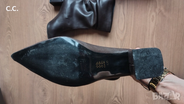 Кафеви кожени боти с нисък ток, 40 номер, снимка 6 - Дамски боти - 52702664