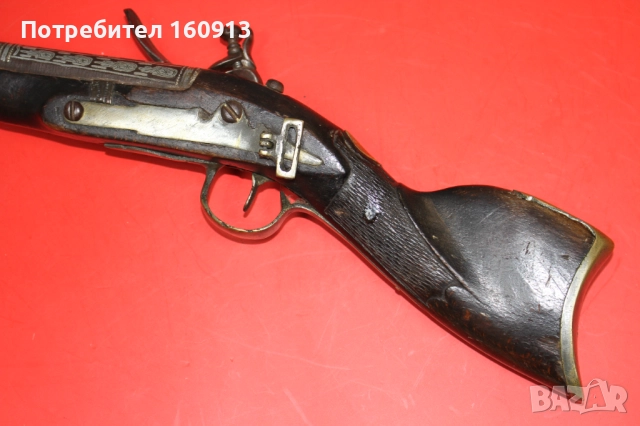 Стар кремъчен тромбон тромблон пушка кремъклия пистолет османски балкански., снимка 5 - Антикварни и старинни предмети - 52504668