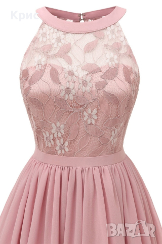 Официална дамска рокля с дантела, размер L, снимка 5 - Рокли - 44505818