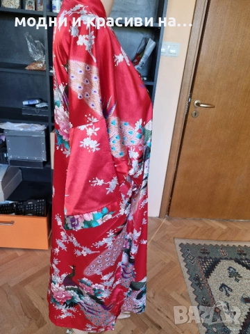 Дамски копринен халат тип кимоно, снимка 4 - Други - 52648354