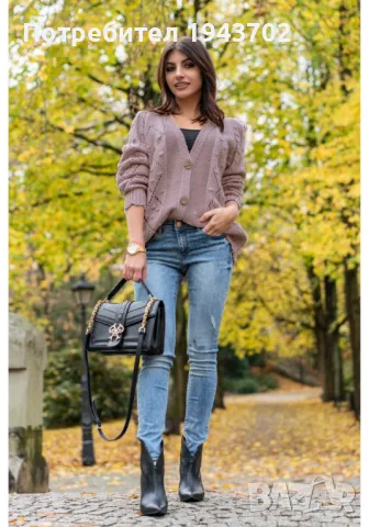 Дамска жилетка в цвят пепел от рози Versi, снимка 5 - Жилетки - 48169179