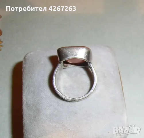 Старинен сребърен пръстен с естествен камък, снимка 5 - Пръстени - 48521756