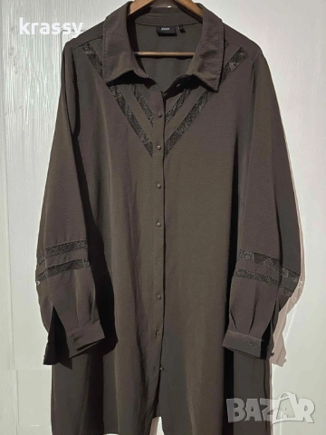 Страхотна голяма дамска рокля тип риза с дантела (размер 3ХЛ)