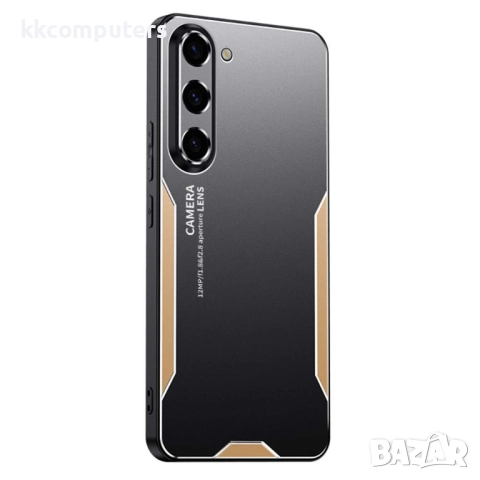 Защитен калъф с Протектор за Samsung Galaxy A17 5G / A17 4G - Алуминиева Сплав, TPU, PC [Златист, Ср