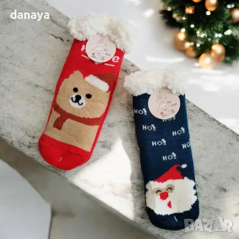 5305 Детски дебели коледни чорапи с пух, 18-20 номер, снимка 3 - Чорапи - 47620443