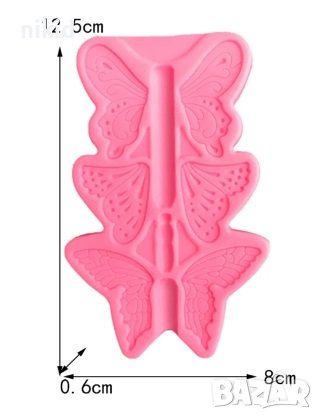 3 пеперуди 1 над друга силиконов молд форма фондан декор торта украса, снимка 4 - Форми - 41716918
