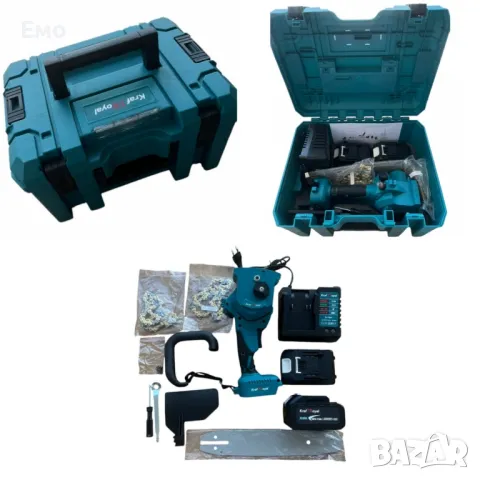 Акумулаторна: Комплект резачка с маслен филтър 25 см., 2 вериги, 1 шина, 2 батерии 36V,10Ah