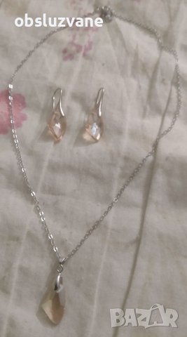 Сет висящи обеци и колие Лора, снимка 2 - Бижутерийни комплекти - 40513518