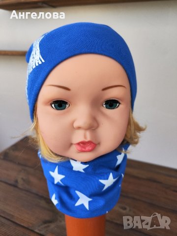 Комплект шапка и шал, снимка 3 - Бебешки шапки - 42361903