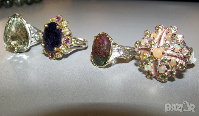 Сребърни пръстени с натурални минерали подходящи за подарък , снимка 2 - Пръстени - 53636824