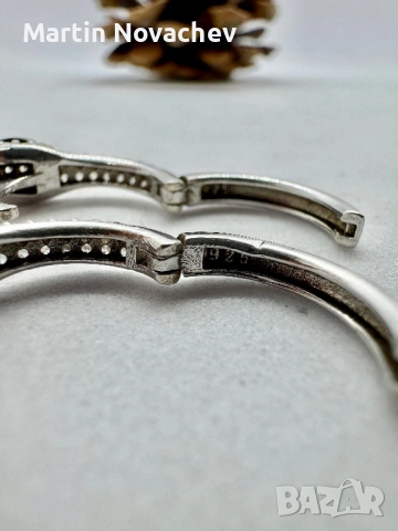 Сребърни обеци с цирконий, снимка 7 - Обеци - 53197629