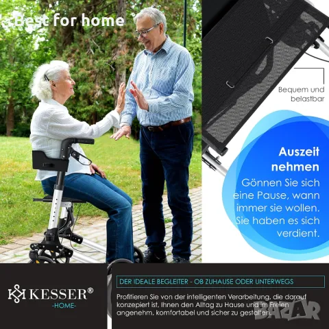 Ролатор за ходене и количка 2 в 1 лека и сгъваема от KESSER, снимка 4 - Инвалидни колички - 49866778