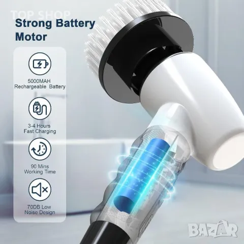 Безжичен електрически скрубер, почистваща четка за дома, 400 оборота в минута, снимка 2 - Други стоки за дома - 49580388