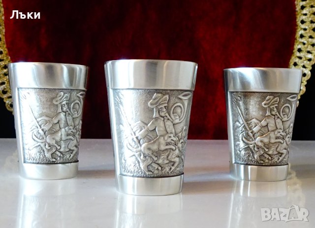 Чаши от калай с лов на глиган. , снимка 10 - Антикварни и старинни предмети - 44479317