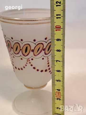 Стара чаша бохемско опалово стъкло с позлата  , снимка 6 - Колекции - 49511910