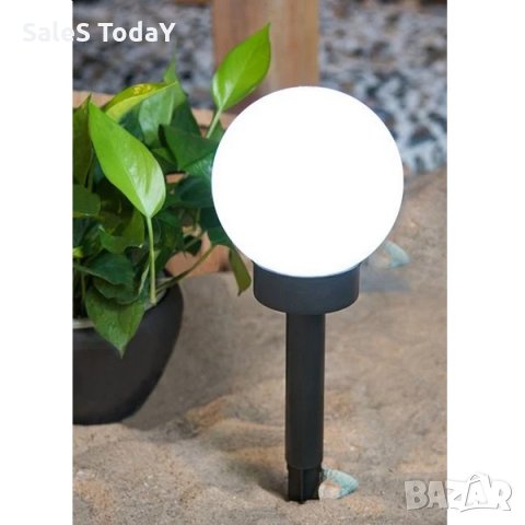 Градинска лампа, бял LED, с акумулаторна батерия, 14см, снимка 1 - Външни лампи - 35864946