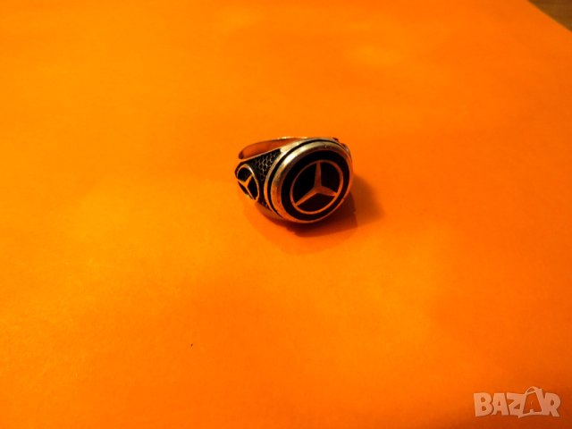 старинен мъжки сребърен пръстен за автомобил  Мерцедес, Mercedes-Benz сребро кола колекционерски, снимка 2 - Пръстени - 41937890