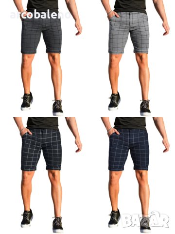 Карирани мъжки модни къси панталони, 4цвята - 023, снимка 1 - Къси панталони - 41376681