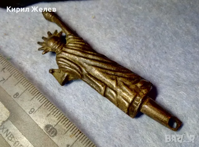 СТАРА МЕСИНГОВА ФИГУРКА - СТАТУЯТА на СВОБОДАТА За КОЛЕКЦИЯ ТЕМАТИЧНА ДЕКОРАЦИЯ МНОГО КРАСИВА 48755, снимка 3 - Колекции - 48729180