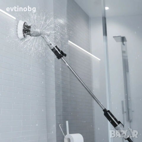 Водоустойчива електрическа почистваща четка с литиево-йонна батерия и регулируема дръжка, снимка 2 - Други стоки за дома - 53769750