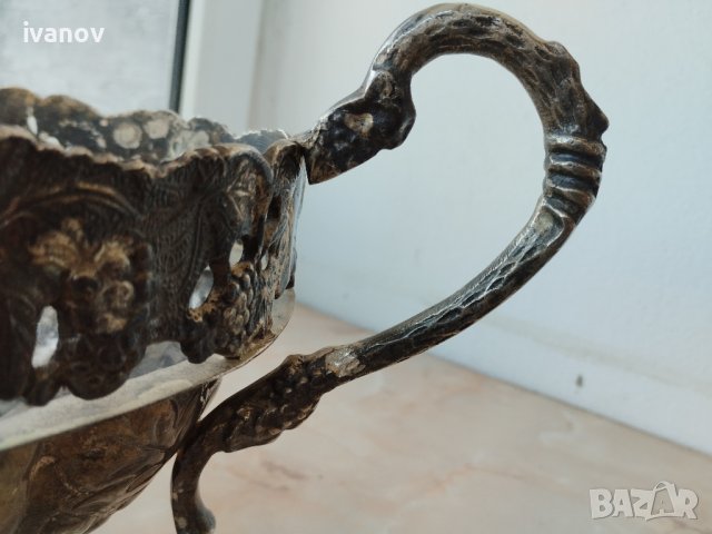 Голяма посребрена фруктиера , снимка 7 - Антикварни и старинни предмети - 42720687