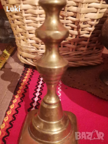 автентичен месингов свещник от 19 век , снимка 7 - Антикварни и старинни предмети - 44517275