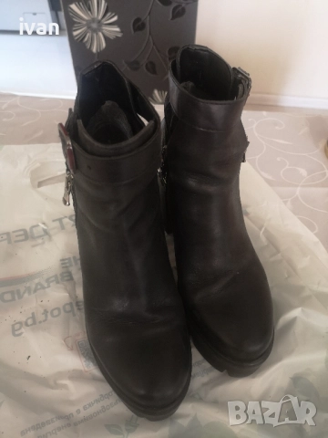 дамски боти с ток естествена кожа 38номер, снимка 4 - Дамски боти - 51866488