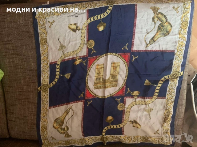 Разкошен копринен винтидж шал Parfums Creatifs Paris, снимка 7 - Шалове - 53632152