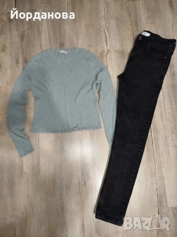 Дънки FISHBONE с висока талия и блузка рипс Pull&Bear