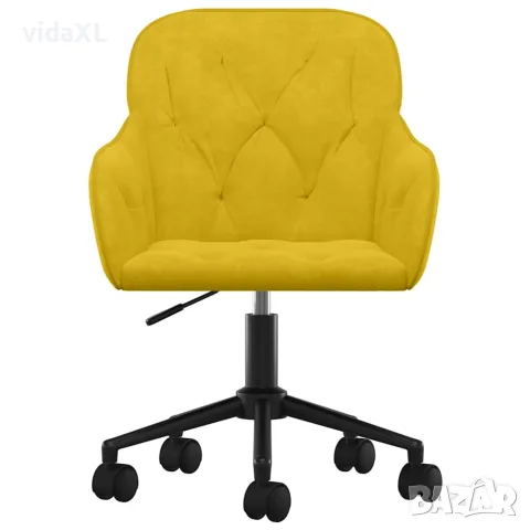 vidaXL Въртящ се офис стол, жълт, кадифе, снимка 3 - Столове за офис - 56147106