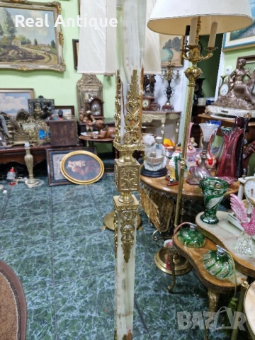 Уникална антикварна белгийска подова закачалка от бронз и оникс , снимка 8 - Антикварни и старинни предмети - 50644580