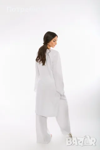 Дамска Ленена Блуза Asalia - Бяла, снимка 4 - Ризи - 49479037