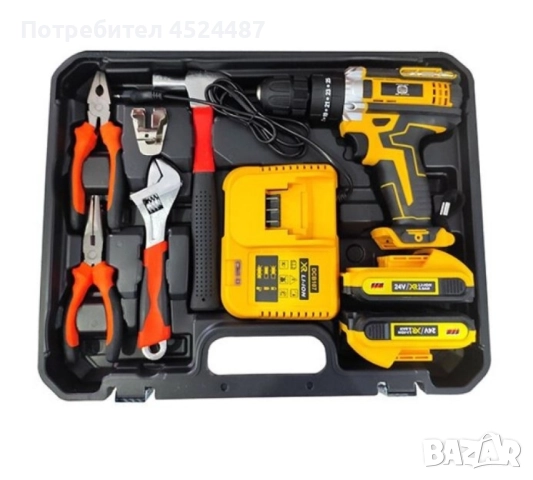 Комплект ударна бормашина, 111 аксесоара, 24 V, 5 Ah, снимка 4 - Бормашини - 47811189