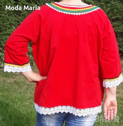 Дамска фолклорна риза червена, снимка 3 - Ризи - 41358526