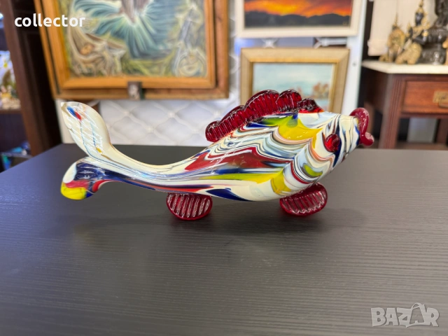 Винтидж стъклена фигурка на риба. №7914