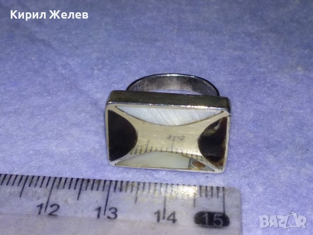 Стар СРЕБЪРЕН ЕЛЕГАНТЕН ПРЪСТЕН СРЕБРО 925 с ЧЕРЕН ОНИКС и МЛЕЧЕН КВАРЦ РЪЧНА АРТ ИЗРАБОТКА 40599, снимка 12 - Антикварни и старинни предмети - 42613359