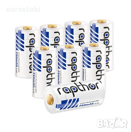 Комплект акумулаторни батерии Rapthor CR123A, 8 броя