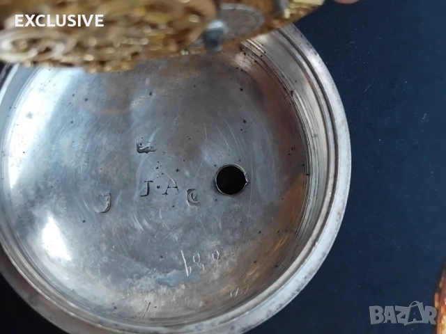 J. Miller. Сребърен джобен часовник  1760г, снимка 9 - Джобни - 53829108